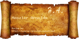 Heszler Arnolda névjegykártya